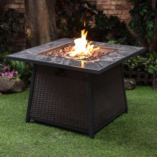 Berkley Jensen 35x22 Wicker GAS Fire Table w/ Cover