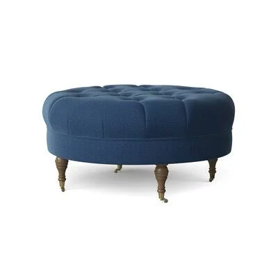 Henry Cocktail Ottoman Wayfair Custom Upholstery Body Fabric: Classic Indigo - Leg Color: Black Walnut Brass