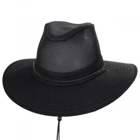 Henschel Mesh Aussie Grande Brim Fedora Hat: Size: S Black