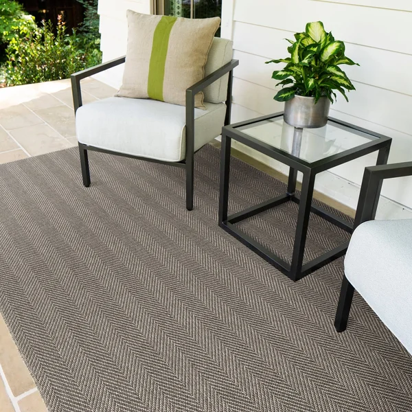 Porch & den Reiling Stripe Indoor/Outdoor Flat-Weave Rug - 5&0 x 7&0 - Frost