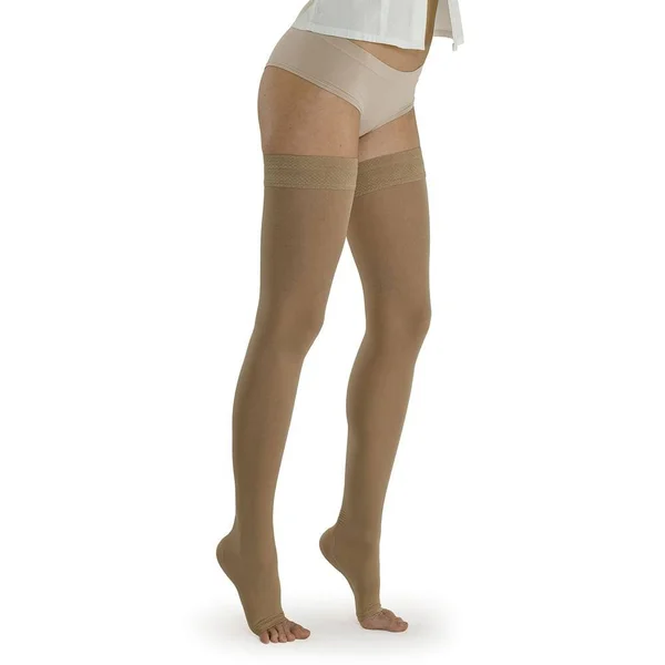 Marilyn CCL2 Open Toe Open Toe Compression Thigh Highs - M, Morel