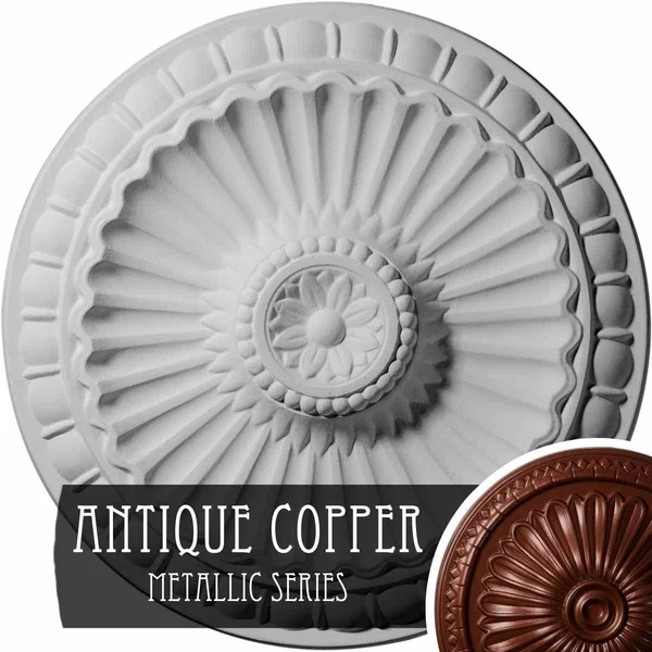 11 1/4x22OD x 1 1/8x22P Linus Ceiling Medallion, Hand-Painted Bronze