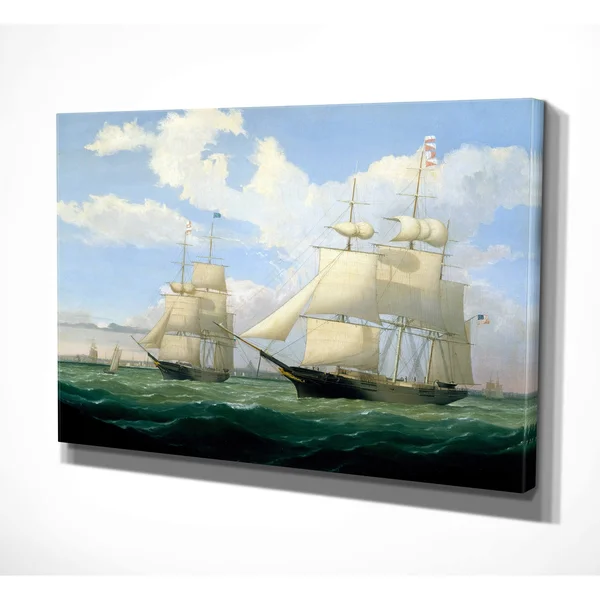 WexfordHome &Ships at Sea III& Drawing Print on Wrapped Canvas - Size: 36x22 H x 48x22 W x 1.5x22 D, 24 inches x 32 inches