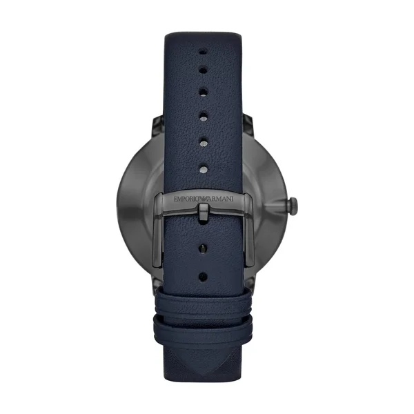 Emporio Armani AR11214 Slim Blue Leather Silver Dial Men's Watch