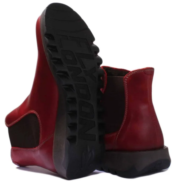 Fly London Salv Leather Bootie - Red, 41