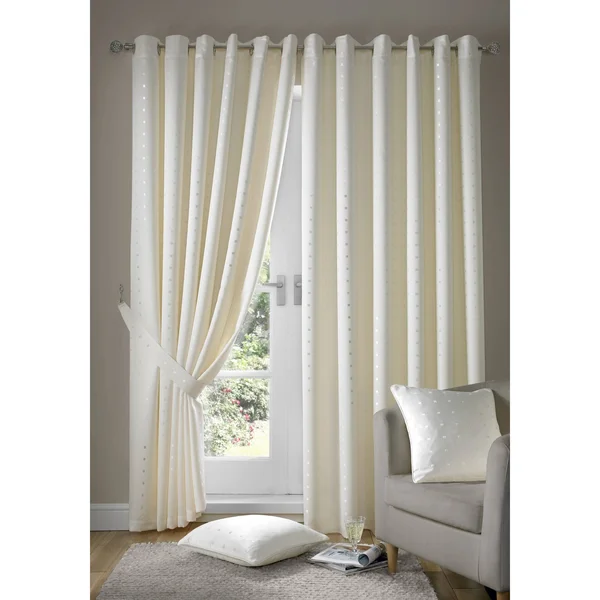 (W90x22 x D72x22 (229cm x 183Cm)) Heavyweight Dobby Fabric Fully Lined Ready Made Eyelet Curtains