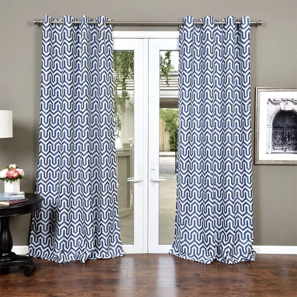 Lambrequin Kenya Heavy Jacquard Lined Curtain PANEL - Blue