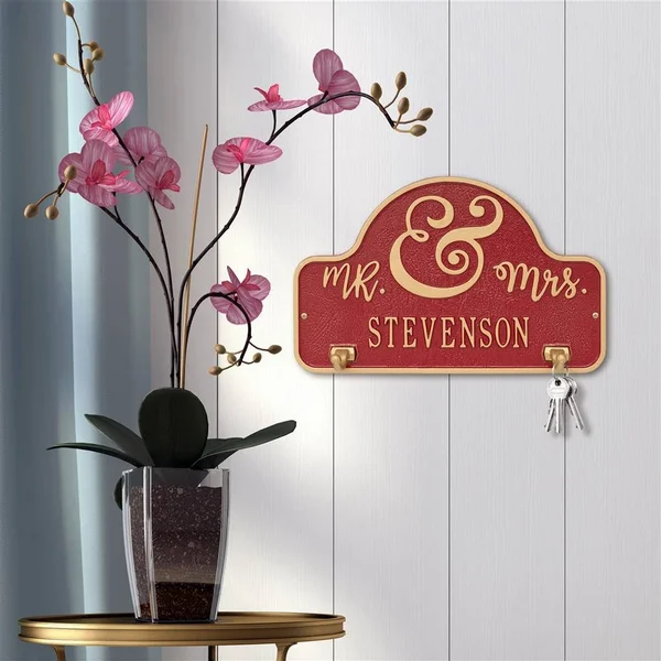 Whitehall Products Keys to My Heart Personalized Hook Plaque Red/Gold
