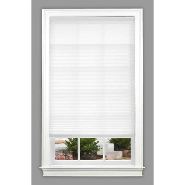 Allen + Roth 61.5-in x 48-in White Light Filtering Cordless Pleated Shade Polyester - CPWHITE614480