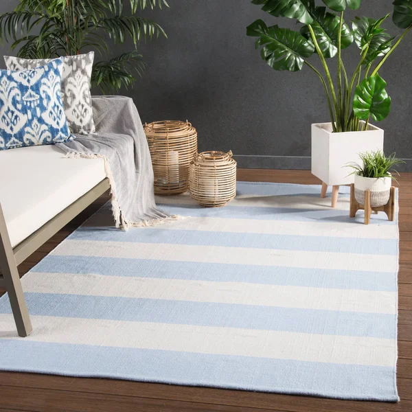 Porch & den Klipsan Striped Indoor/Outdoor Area Rug - 5& x 8& - Dark Blue/Ivory