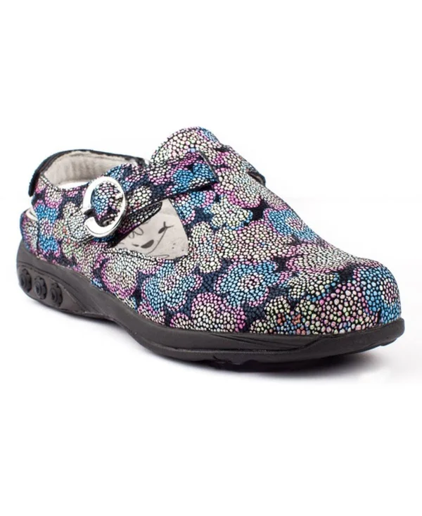 Therafit Women's Chloe Clog, Floral Leather