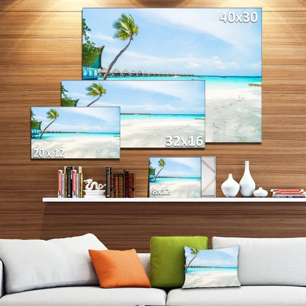Design Art Tropical Maldives Island - Seashore Canvas Wall Artwork - 40 in. Wide x 30 in. High