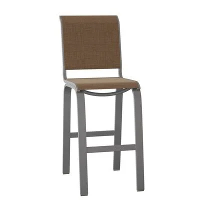 Aruba II 29.5x22 Patio Bar Stool (Set of 2) Telescope Casual Finish: Textured Silver, Fabric: Red 1D