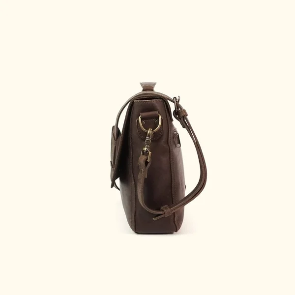 Denver Leather Laptop Messenger Bag - Dark Briar