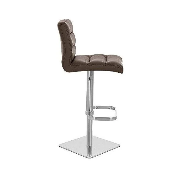 Zuri Furniture Brown Lush Square Base Adjustable Height Swivel Armless Bar Stool