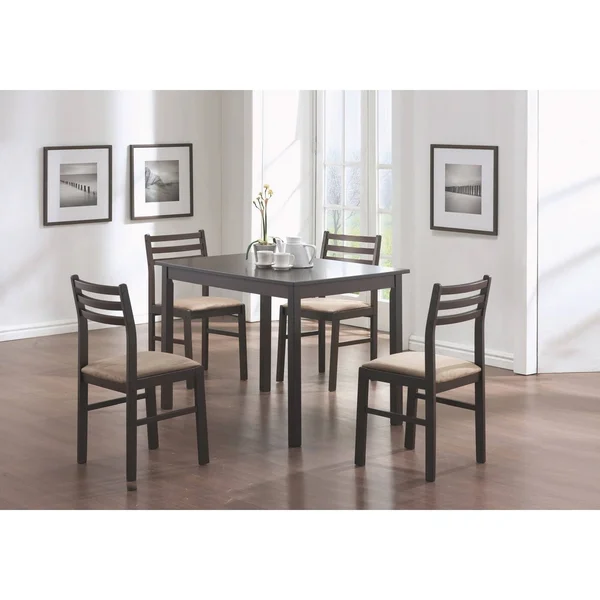 Warm Cappuccino Five Piece Dining Set - Brown - 5-Piece Sets