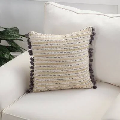 Antony Cotton Throw Pillow Bungalow Rose Color: Yellow/Gray
