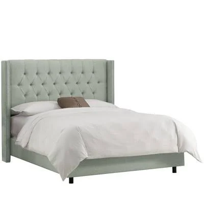 AllModern Custom Upholstery Rita Upholstered Standard Bed Size: King, Body Fabric: Linen Swedish Blue