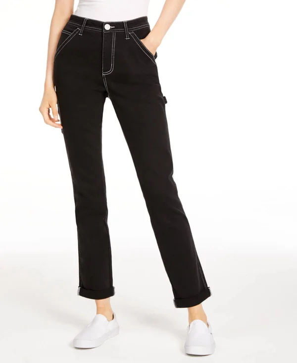 Dickies Girl Juniors Relaxed Slim Fit Carpenter Pants Black 5