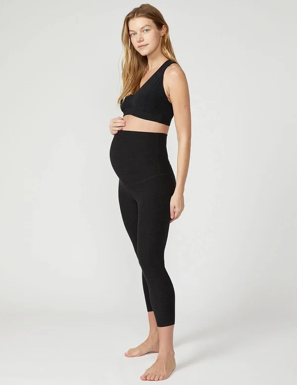Beyond Yoga Maternity Empire Waisted Capri Leggings Darkest Night - Women's, Size: XS, Black