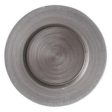 Orren Ellis Edney Metallic Glitter Edge 4 Piece Charger Set - Gray