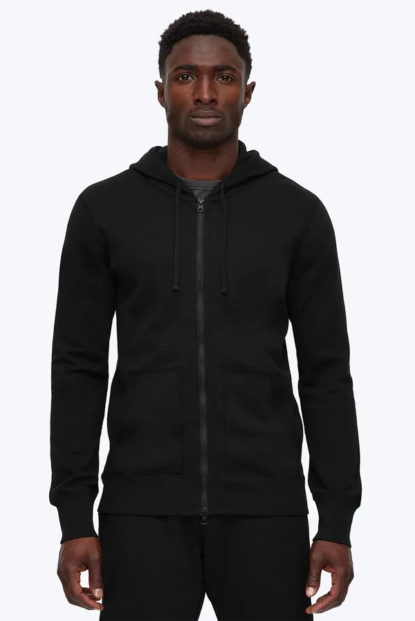 Reigning Champ Lightweight Terry Full Zip Hoodie - Black - L