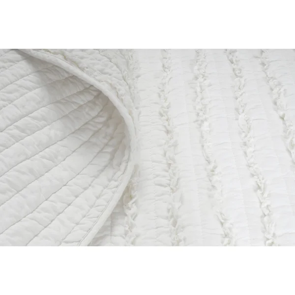 Greenland Home Ruffled Quilt Set - Twin, White