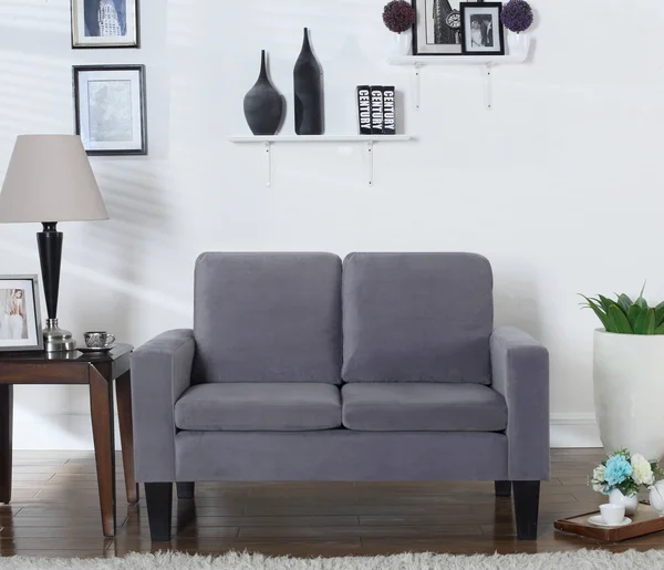 Leonel Signature Sarah Microfiber Loveseat, Multiple Colors - Gray