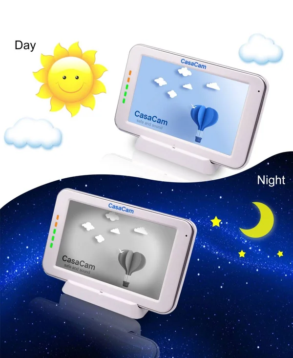 CasaCam BM200 Video Baby Monitor with 5x22 Touchscreen and HD Pan & Tilt Camera, Two Way Audio, lullabies, Nightlight, Autom