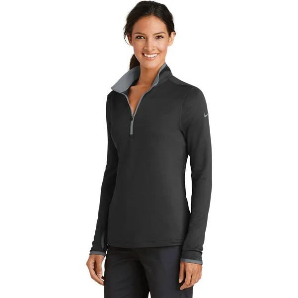 Nike 779796 Ladies Dri-Fit Stretch 1/2-Zip Cover-Up - Black/Dark Grey - 2XL