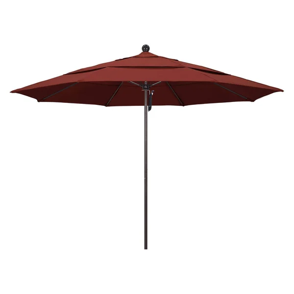 California Umbrella 11 ft. Sunbrella Fiberglass Double Vent Market Umbrella Sunbrella Henna