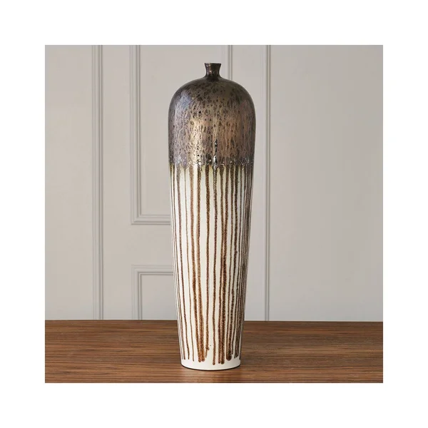 Global Views Reactive Bronze Stripe Vessel - Tall