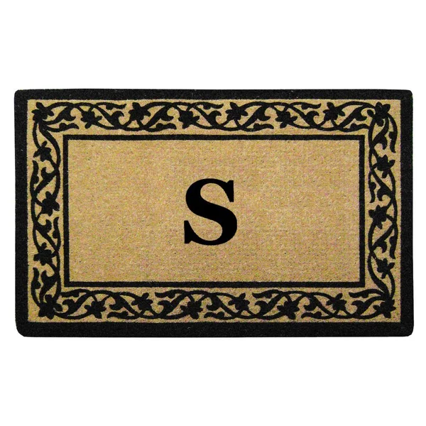 Nedia Home O2187S 22 x 36 in. Florentine Heavy Duty Coir Door Mat Monogrammed S - Black