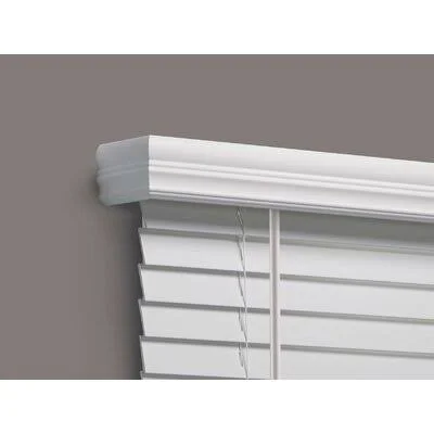 Custom Cordless Outside Mount Faux Wood Room Darkening White Horizontal/Venetian Blind Linen Avenue Width: 53
