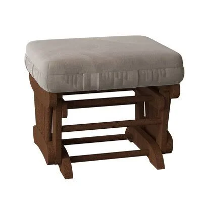 Janzen 20x22 Rectangle Standard Ottoman Harriet Bee Body Fabric: Stone Gray-19803 - Leg Color: Dark Walnut