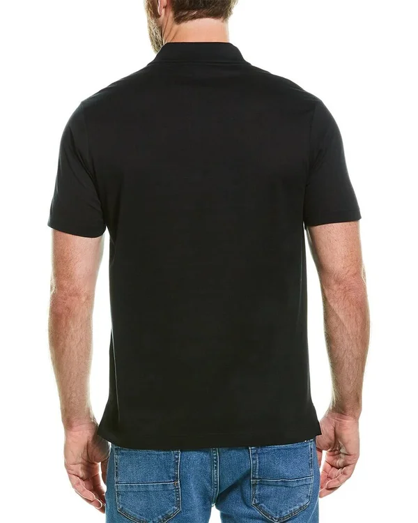 Paul & Shark Organic Cotton Piqué Polo with Shark Badge - Black