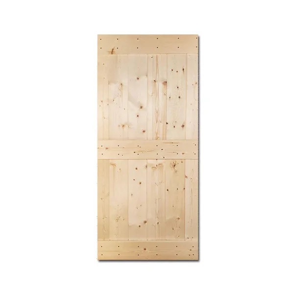 CALHOME 24 in x 84 in Unfinished 2 Panel Solid Knotty Pine Wood Barn Door - 24 x 84