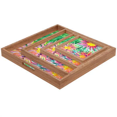 Deny Designs Joy Laforme Floral Confetti Square Tray Size: Large