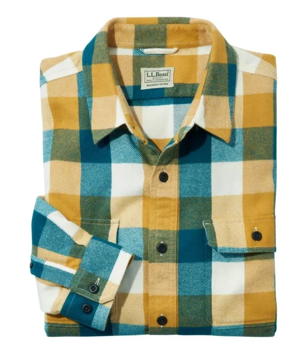 Men's Organic Flannel Shirt - Slightly Fitted Yellow Large, L.L.Bean