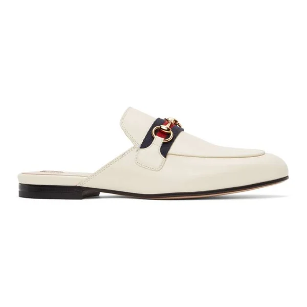 Gucci Princetown Horsebit-detailed Leather Slippers White