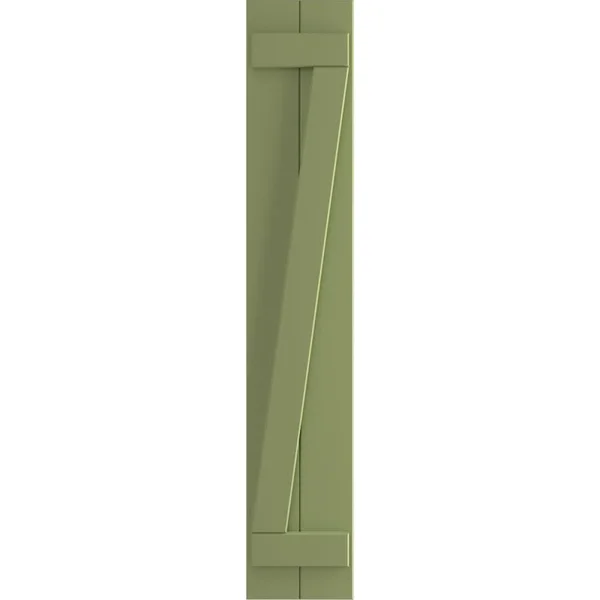 Ekena Millwork 10-3/4x22 x 43x22 True Fit PVC Two Board Joined Board and Batten Shutters w/Z-Bar - Moss Green (Per Pair)