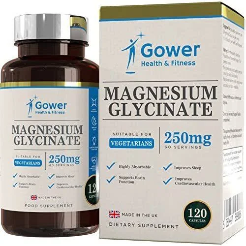 Magnesium Glycinate 250mg - 120 Vegetarian Capsules - Highly Bioavailable Form O