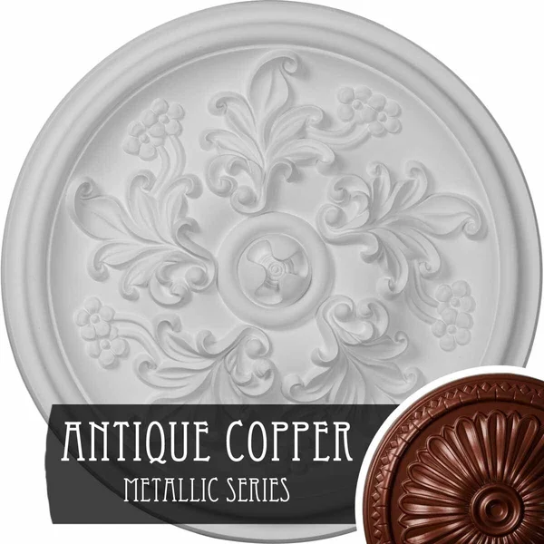 Ekena Millwork CM14KTBPS 14 1/2x22OD x 2 3/4x22P Katheryn Ceiling Medallion (Fits Canopies Up to 2 1/8x22), Hand-Painted Black P