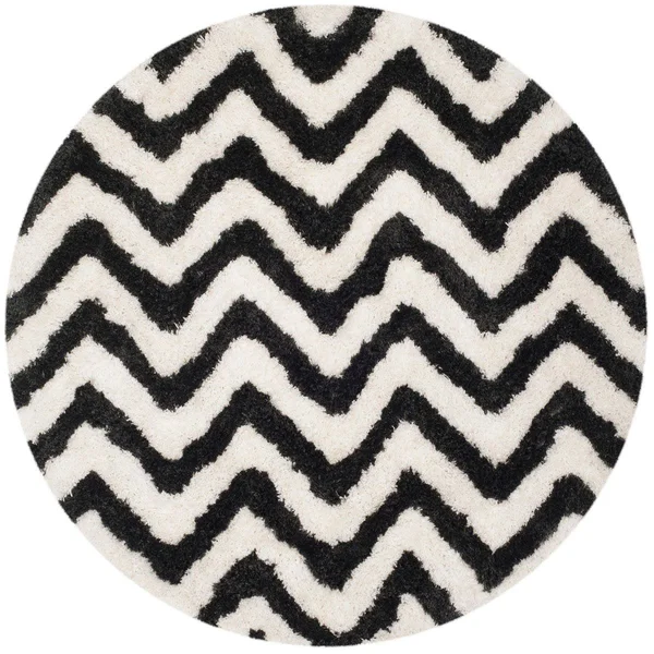 Safavieh Barcelona Shag BSG320C Ivory, Black Rug 2&3x22 x 7& Runner