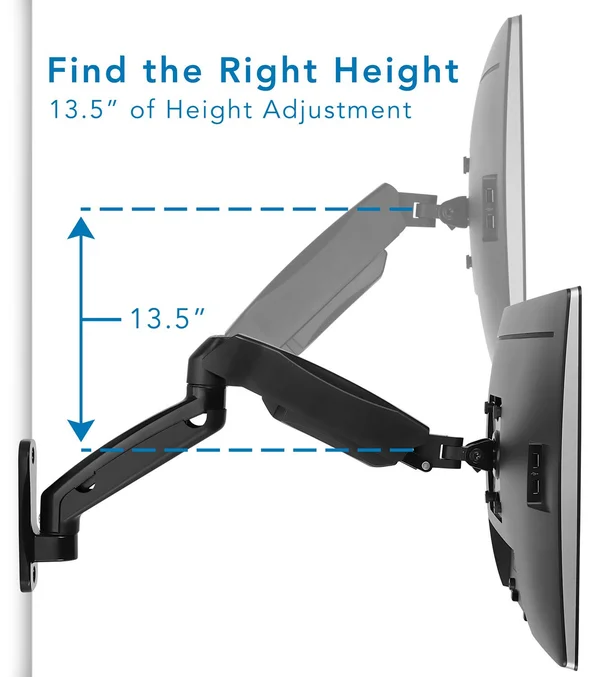 Single Monitor Wall Mount Arm, MI-765, Mount It!