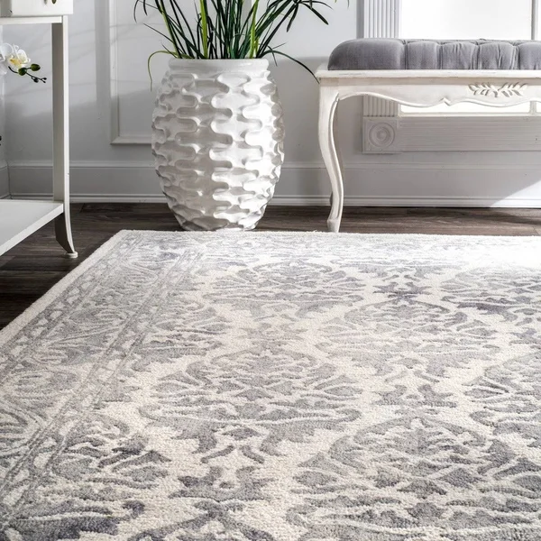 nuLOOM Krause Faded Floral Gray 2 ft. 6 in. x 12 ft. Indoor Runner Rug