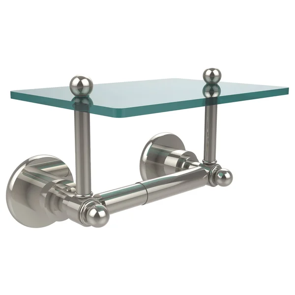 Allied Brass AP-GLT-24-BBR Astor Place Collection Two Post Toilet Tissue Holder with Glass Shelf Brushed Bronze