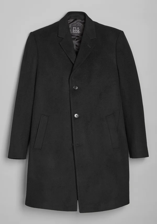 Jos. A. Bank Men's Joseph A. Bank Tailored Fit Topcoat - Big & Tall, Black, 50 Long