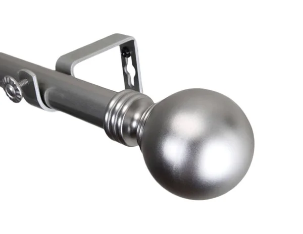 Rod Desyne Home Decorative Globe Double Curtain Rod, Satin Nickel, 48x22 - 84x22