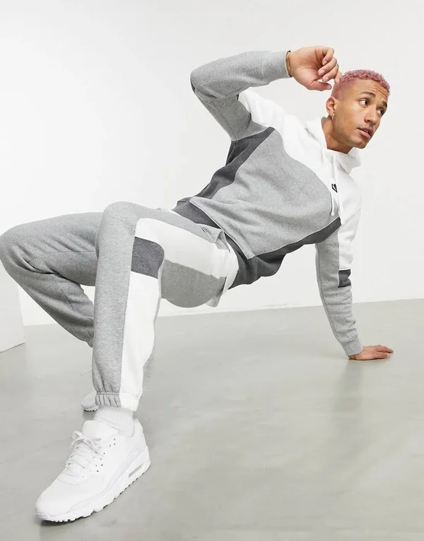 Nike NSW Color Block Jogger - Men's in Dark Grey Heather Size XL